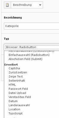 Responsive TYPO3-Frontend-Editing: neue felder für Powermail.